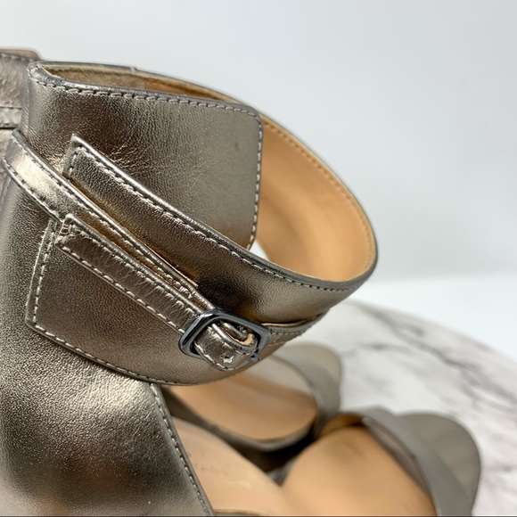 Halston Heritage Ellen Metallic Leather Ankle Strap Platform Sandal 7 Grunge - Picture 12 of 16